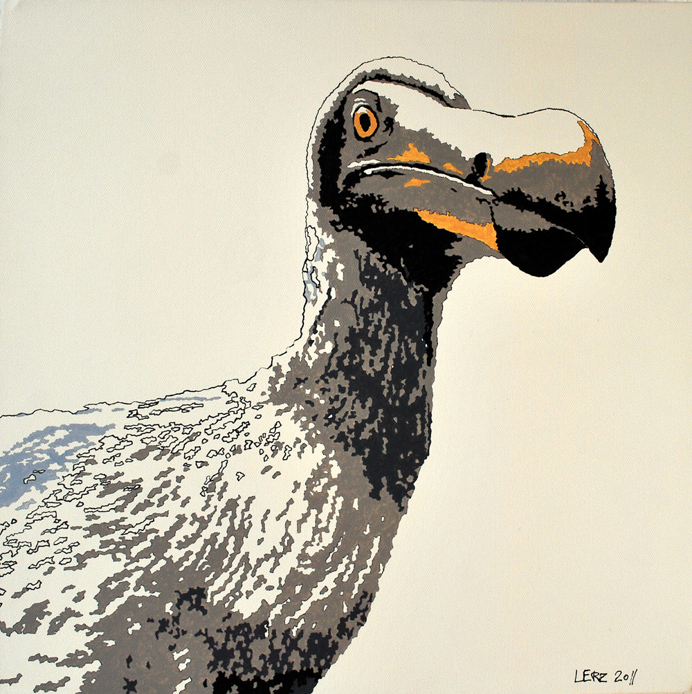 Dodo extinct 1690, Foto: Acryl auf Leinwand, 40 cm x 40 cm, 2011